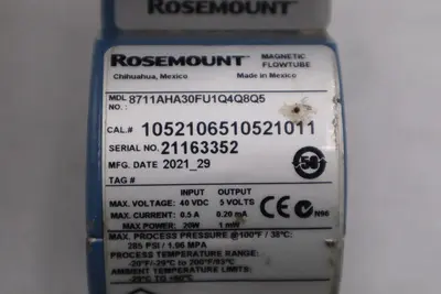 ROSEMOUNT 8711AHA30FU1Q4Q8Q5 MAGNETIC FLOWTUBE STOCK 3529A