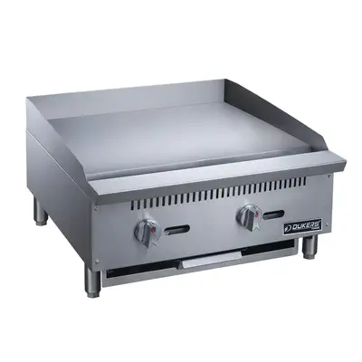 New | in-Stock Dukers New Dukers DCGMA24 24 in. W Flat Top Griddle with 2 Burners Commercial Flat Top Griddles Illinois US | Falcon Restaurant Supply #1376275