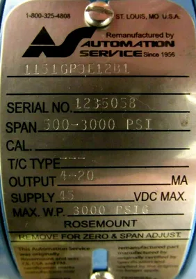 REFURBISHED ROSEMOUNT 1151GP9E12B1 PRESSURE TRANSMITTER