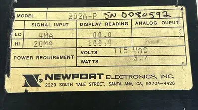 Used NEWPORT 202A-P Meters - Misc | Surplus Asset Holdings #1207005