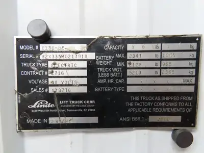 Linde AE18-03 Forklift Dual-Wheel & Motor Front Axle Assembly Off E18C-02