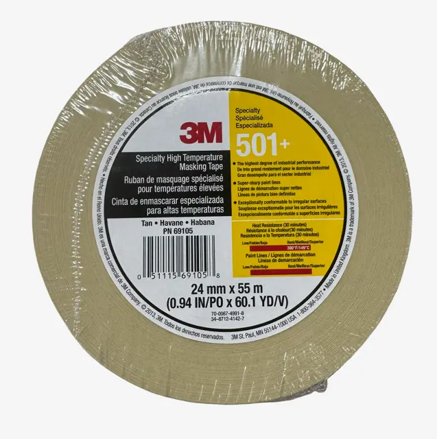3M 501+ 24mm X 55m Specialty High Temperature Masking Tape 1 Roll