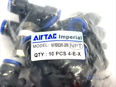New | in-Stock AirTac Branch Tee Fitting, 3/8" Tube OD to 3/8" NPT PKG OF 10 Parts (Hydraulics and Pneumatics) Michigan US | Maverick Industrial Sales #1398483