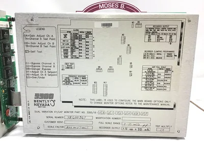 Bently Nevada 3300/16-03-01-00-00-00-00 Dual Vibration XY/GAP Monitor