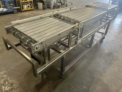 Three-Section Wire Mesh Conveyor with Rails