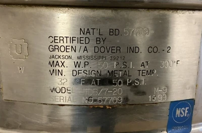 152-0262 Groen TDB/7-20 20 Quart Electric Kettle