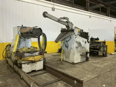 30,000 LBS X 36" PERFECTO COIL FEED LINE, COIL REEL UNCOILER & STRAIGHTENER: YOBRO #24871