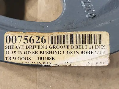 Sheave Driven 2 Groove B-Belt 11" Pitch Dia x 11.35"OD, 2B110SK