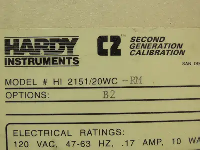 Hardy Instruments HI 2151/20WC-RM Weight Indicator Controller Module No Display