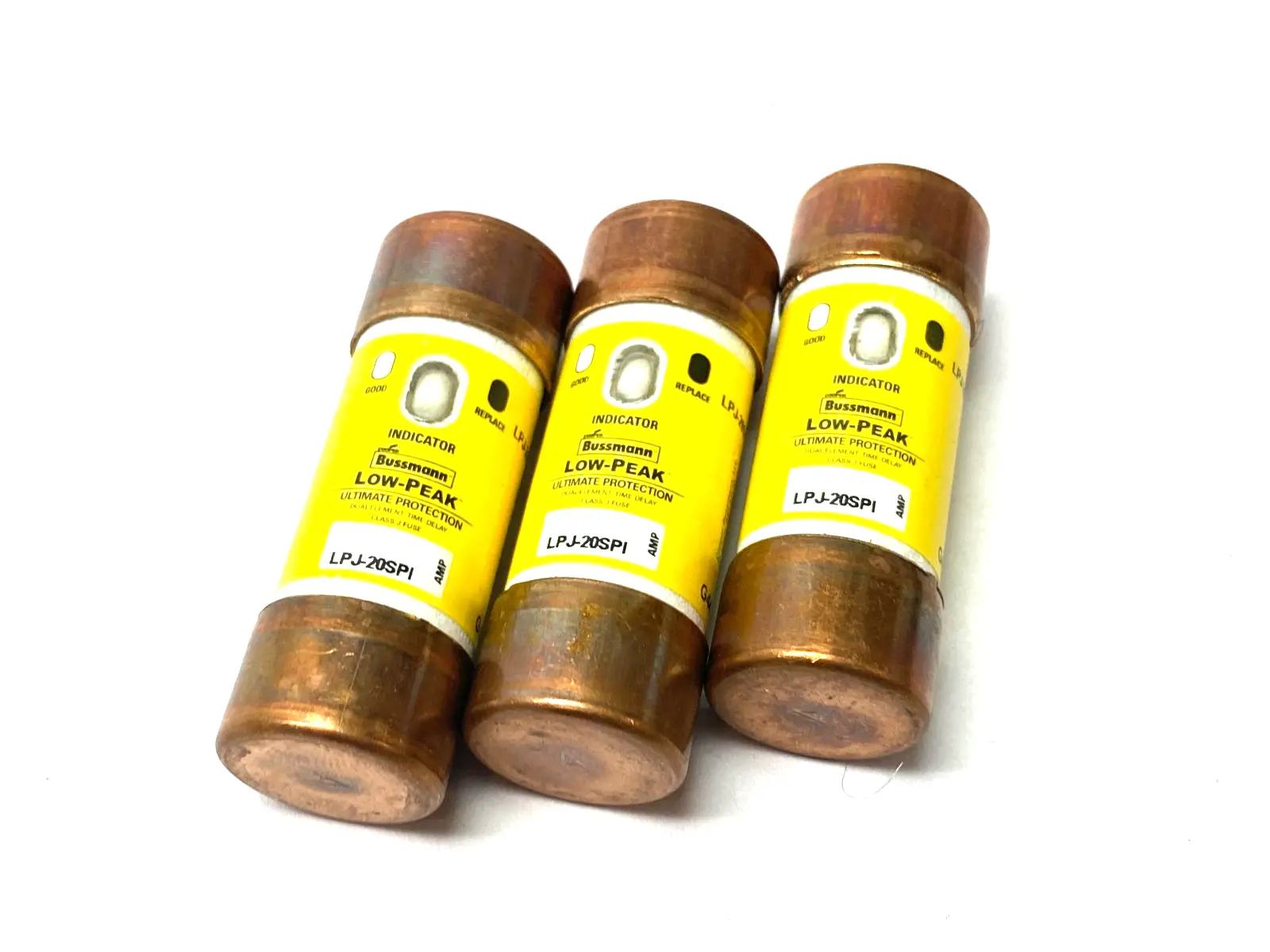 USED COOPER BUSSMANN LOW-PEAK INDICATOR FUSE, DUAL ELEMENT