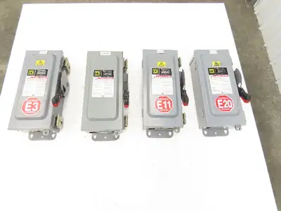 Square D HU-361 Safety Disconnect Switch 30A 600V 3Ph 30HP Non Fused Lot Of 4