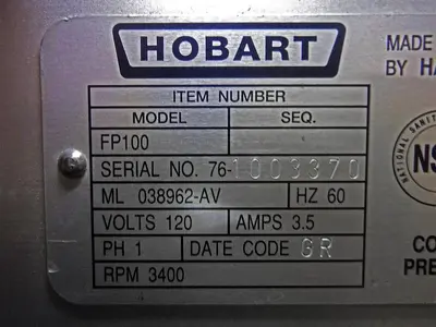 USED HOBART® FOOD CUTTER, MODEL FP100
