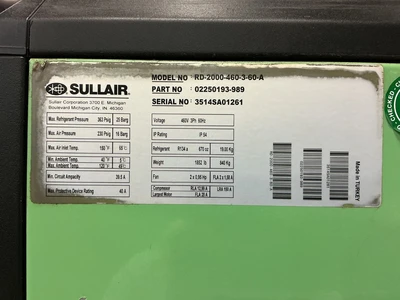 Used SULLAIR _UNKNOWN_ Air Compressor Dryers Ohio US | Equipment Recovery Corp. #1329678