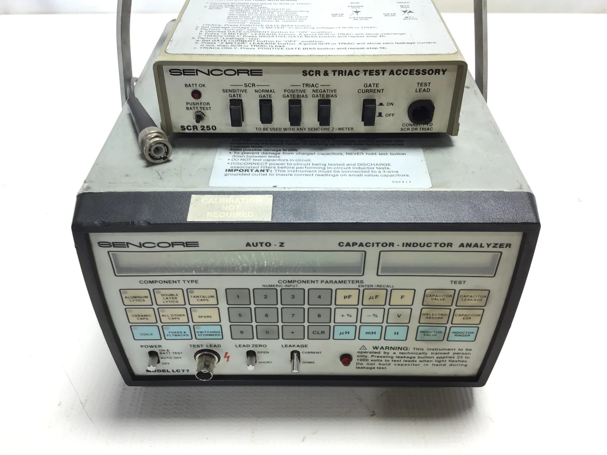 Sencore LC77 Capacitor – Inductor Analyzer with Sencore SCR & TRIAC Test Accessory