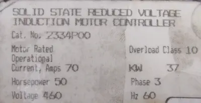 USED NORDIC 2334P00 REDUCED VOLTAGE INDUCTION MOTOR CONTROLLER