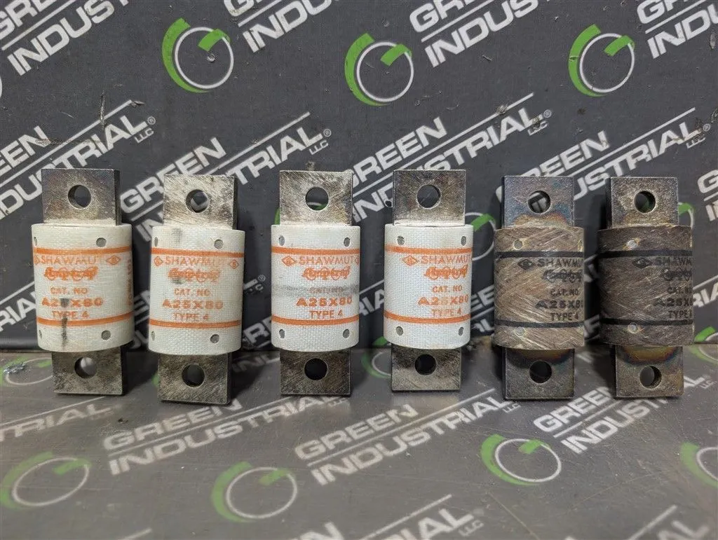 Lot of 6 Shawmut A25X80 AmpTrap Type 4 250V 80 Amps Used