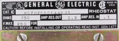 NEW GENERAL ELECTRIC 8070EC101AA273 RHEOSTAT 750 OHMS