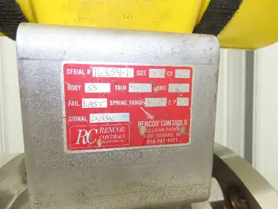 Rencor Controls 8" SS Ball Valve Air Operated Hytork 1370 Actuator Positioner