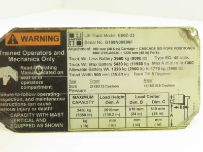 Hyster 3-Spool Hydraulic Mast Control Valve Manifold from E60Z-33 Forklift