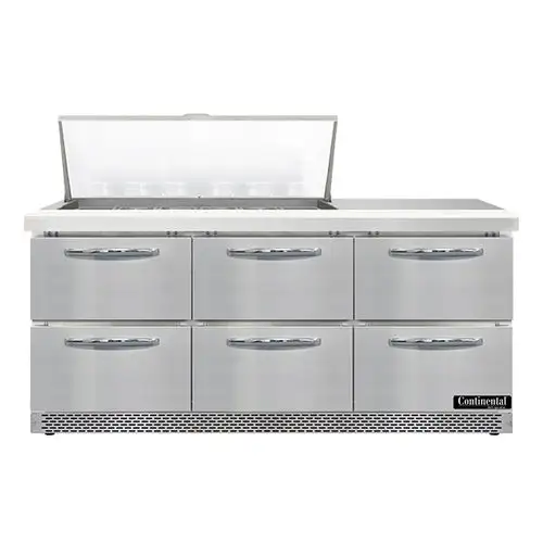 Continental SW72N18M-FB-D 72" Sandwich/salad Prep Table W/ Refrigerated Base, 115v