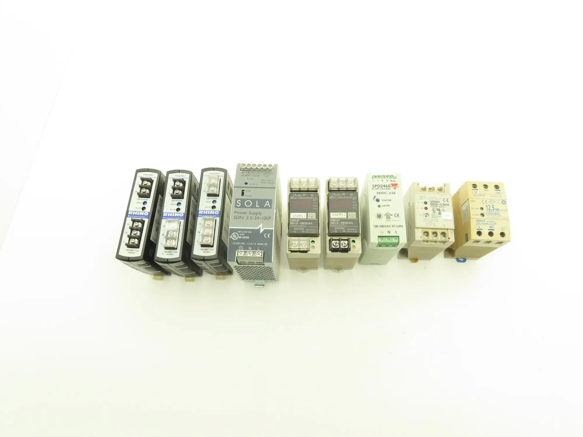 Various Mfr Power Supply 24VDC 2.5A Out 120/240VAC 1Ph In Lot of 9