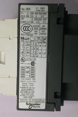 USED TELEMECANIQUE LC1D09G7 120V-AC 5HP LC1D09G7 120V-AC 5HP