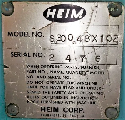 USED 1980 HEIM HEIM S300-48X102 PRESS