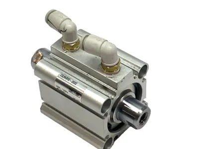 USED SMC COMPACT CYLINDER, 32MM BORE 20MM STROKE DOUBLE ROD