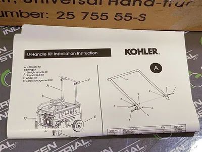 Kohler 25 755 55-S Portable Generator Universal Hand-Truck Handle Kit PRO3.7 New NIB