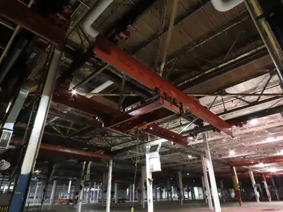 Cleveland Tramrail P&H 15 Ton Double Girder Underhung Bridge Crane 34' 10" Span