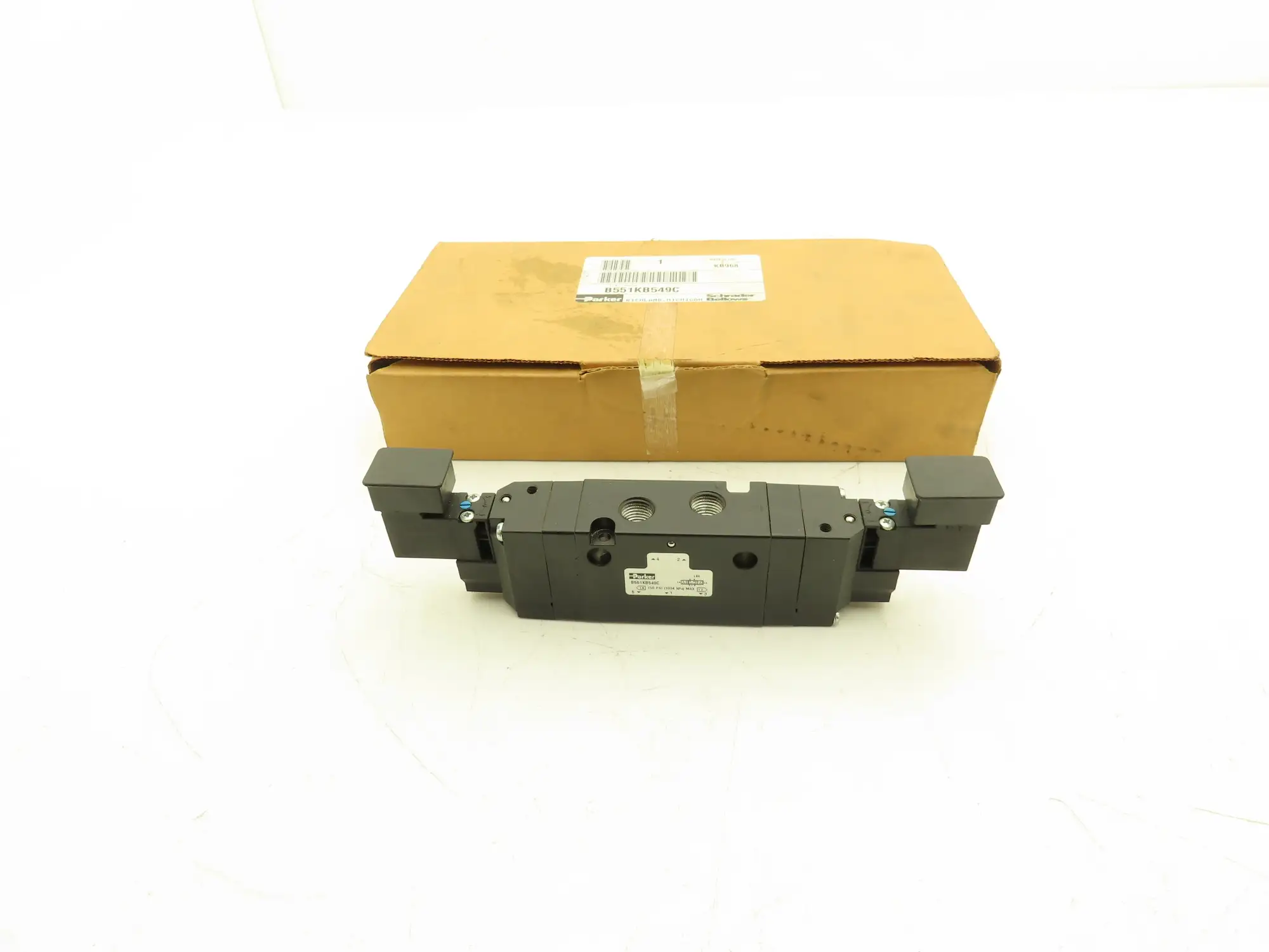 Parker B551KB549C Pneumatic Air Dual Solenoid Valve 24VDC 150PSI 1/4" NPT 5 Way