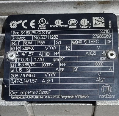 Used NORD SK80LP/4 CUS TW Gearmotors Kentucky US | Edwards Industrial Repair #1322358