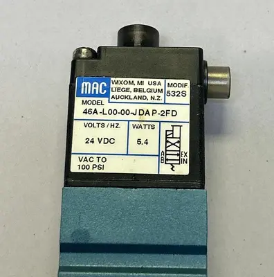 Used MAC VALVES 46A-L00-00-JDA-2FD Pump & Valve Parts Ohio US | Surplus Asset Holdings #1239486