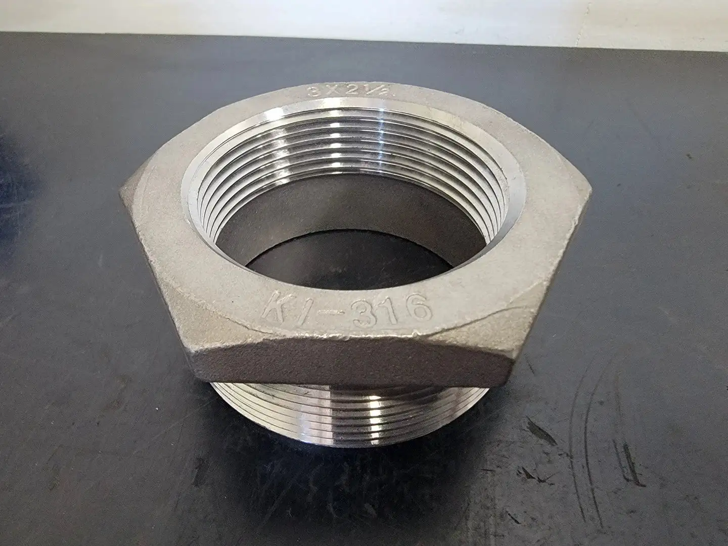 3" x 2-1/2" 316 Stainless Steel Hex Head Reducing Bushing KI-316