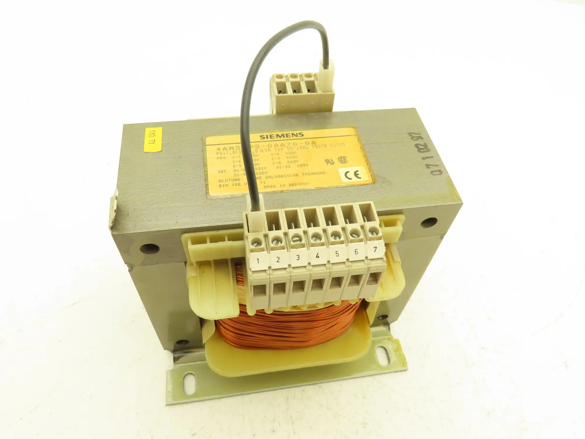 Siemens 4AM5595-0AA70-8A 1 kVA Transformer 1PH HV 260/480/600 LV 231/209/220
