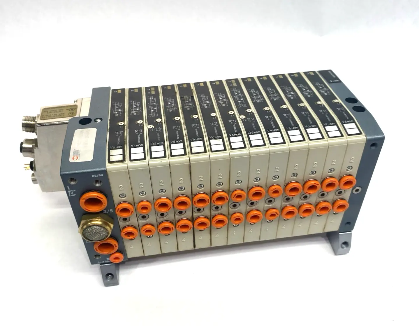 Used Metal Work Pneumatic Pneumatic Manifold HDM 2B&R 8 M V6 V4 O6 V6X3 V4 O6 + Solenoid Valves Michigan US | Maverick Industrial Sales #1393463
