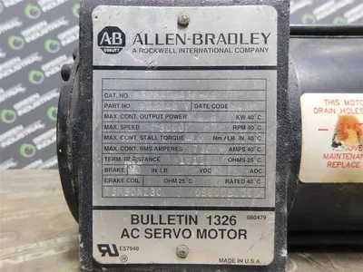 Allen Bradley 1326AB-A3E-11 AC Servo Motor 1.2 kW 3000RPM Damaged Connector Used