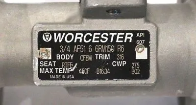 NEW WORCESTER 3/4 AF51 6 6RM150 R6 BALL VALVE AF5166RM150R6