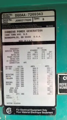 USED CUMMINS/STAMFORD 400 KW DIESEL GENERATOR