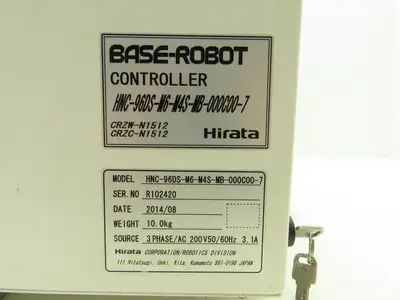 Hirata CRZC-N1512 Base Robot Controller 200VAC 50/60Hz 3ph 3.1A