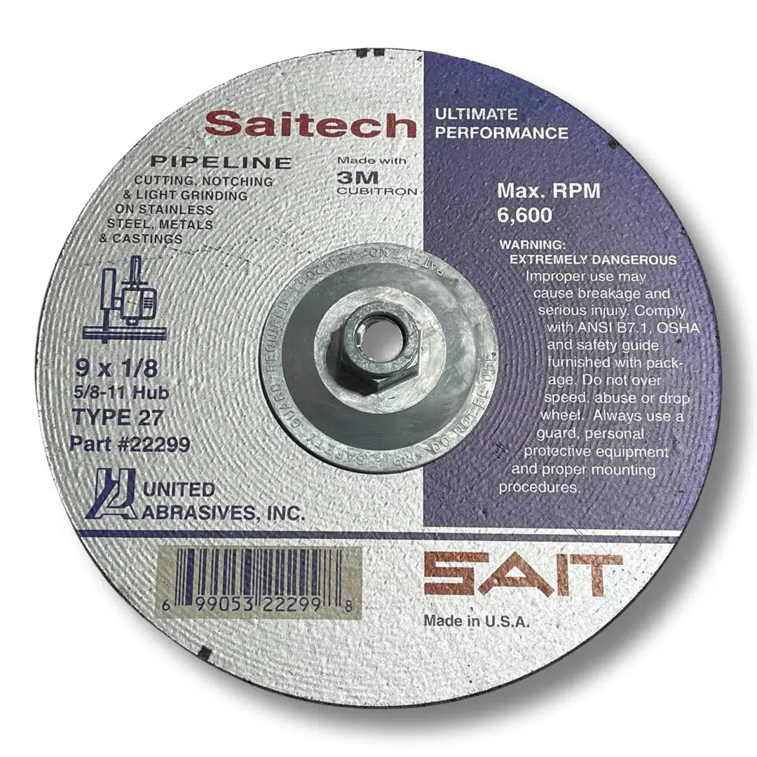 SAIT 9" x 1/8" x 5/8-11 Depressed Center Wheel Type 27 Ceramic SAITECH USA Made