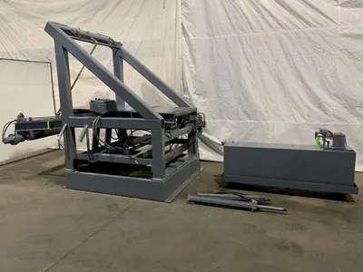 48" DAHLSTROM HD-37548 PEELER TABLE W/ HYDRAULIC HOLD DOWN. STOCK # 0206522