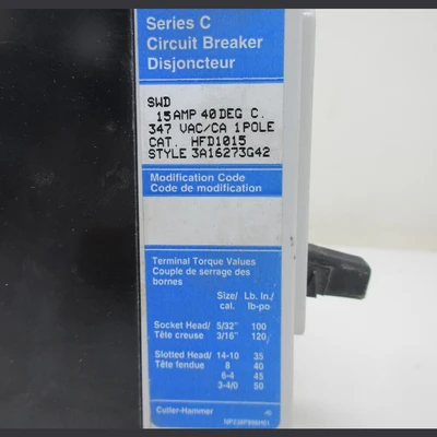 Cutler Hammer HFD 15 Amp Breaker