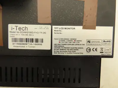 i-Tech ECHW2155D-FHD-TR-DC Industrial TFT LCD Display 21.5" 9-36vDC VGA 300 nits