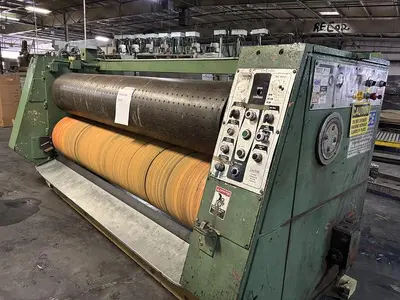 66" x 110" Koppers 1 color Rotary Die Cutter with Greeneline Stacker