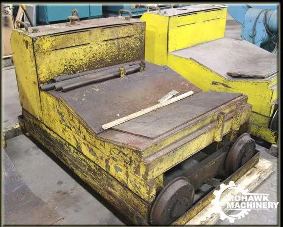5000 LB AUTOQUIP HYDRAULIC FLOOR-TYPE COIL CAR w/WHEELS - 48” COIL WIDTH CAPACITY - 9” HYDRAULIC LIFT -