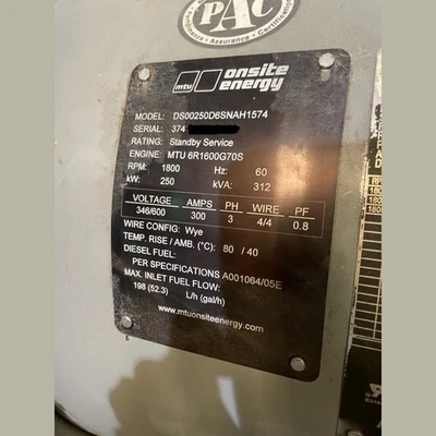 USED 2014 MTU DS00250D6S-AH1574