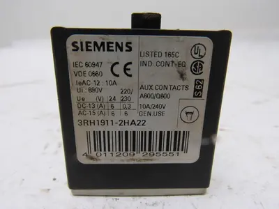 Siemens 3RH1911-2HA22 10A 240V Auxiliary Contact Lot Of 3