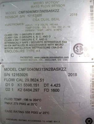 USED Micro Motion CMFS040 M313N2BASKZZ