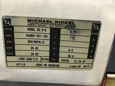 Used MICHAEL RIEDEL RDRKL 20 S-K Transformers Michigan US | Ideal Machinery #1311420